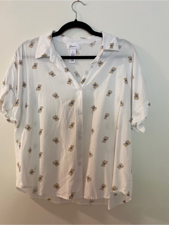 Japna Tops - Japna Teddy Bear Print Button-Up Top – Women's Large